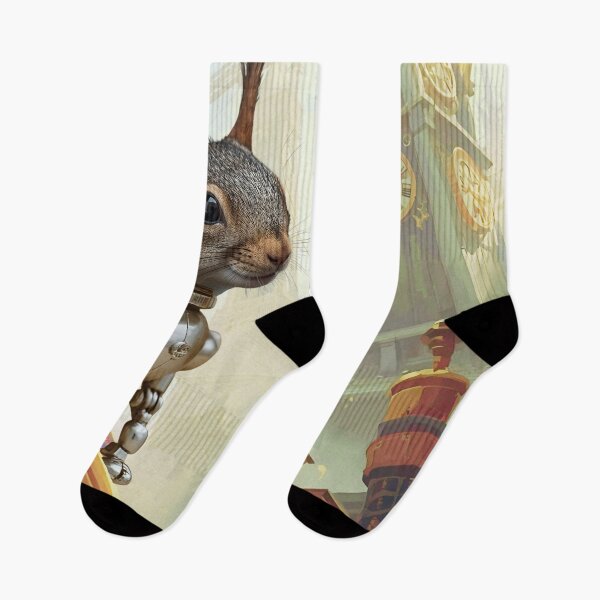 Item preview, Steampunk Cyborg Squirrel – Mechanical Rodent Illustration designed and sold by WildPawPrint.