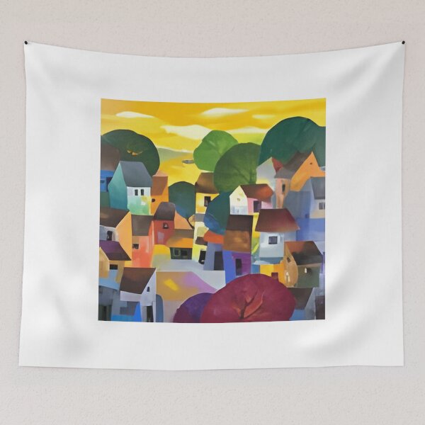 Item preview, 55 Vibrant Sunset Village Amid Lush Leaves designed and sold by MikeArmendariz.