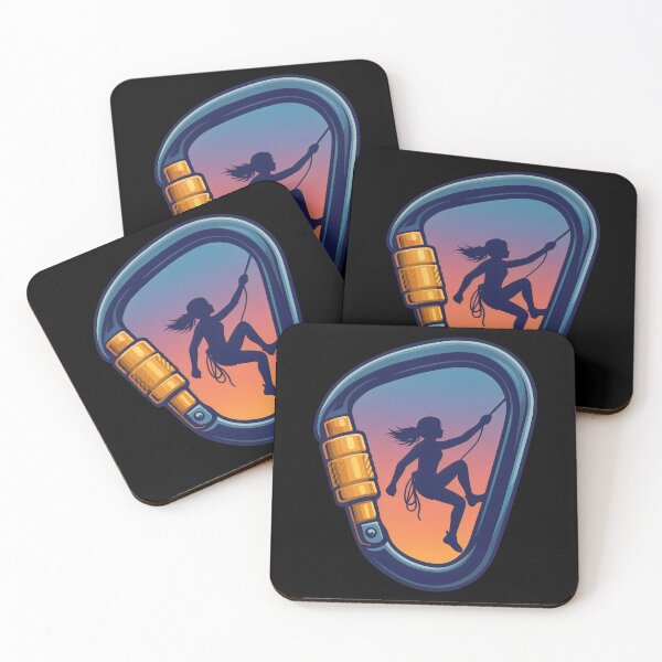 Item preview, Climbing Carabiner with Hanging Climber Silhouette Sticker designed and sold by wildexperience.