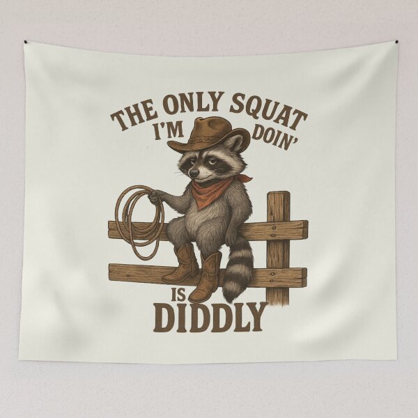 Item preview, The Only Squat I'm Doin' is Diddly Raccoon Western Rodeo designed and sold by SunfullyYours.