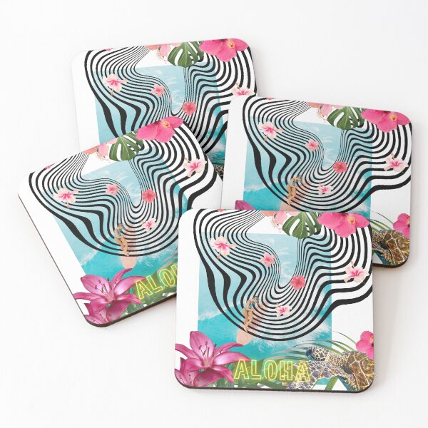 Item preview, Aloha Tropical Surf Collage Psychedelic Hawaiian Ocean Vibes designed and sold by luckyhue.