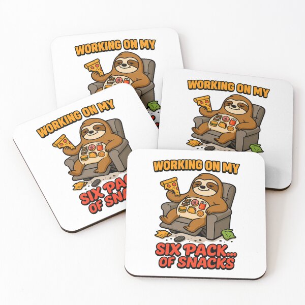 Item preview, Working On My Six Pack of Snacks – Funny Sloth Food Humor Design designed and sold by Designforyou86.