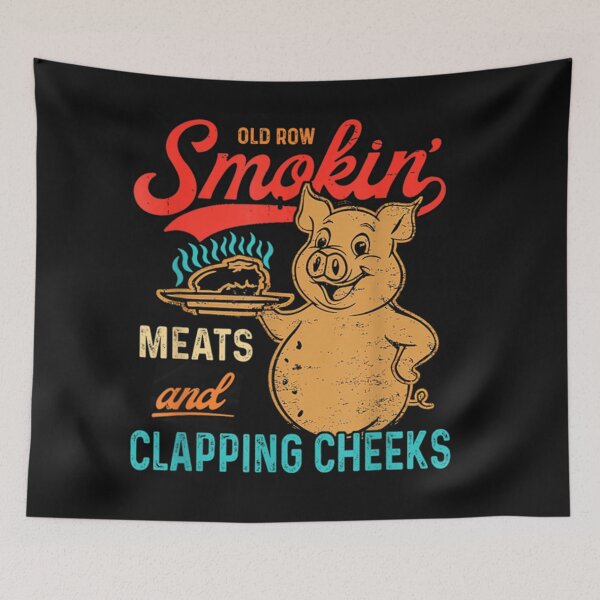 Item preview, Vintage Old Row Smokin' Meats And Clapping Cheeks Funny BBQ designed and sold by AntonietHaag.