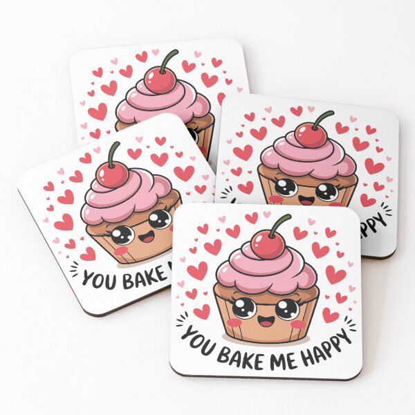 Item preview, Cute Cupcake Kawaii Design | You Bake Me Happy Valentine’s Day Sweet Food Art designed and sold by Cozyscribbles.