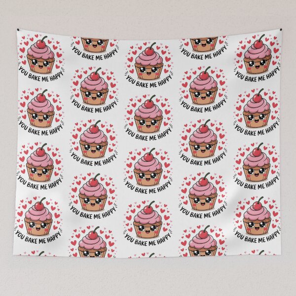 Item preview, Cute Cupcake Kawaii Design | You Bake Me Happy Valentine’s Day Sweet Food Art designed and sold by Cozyscribbles.