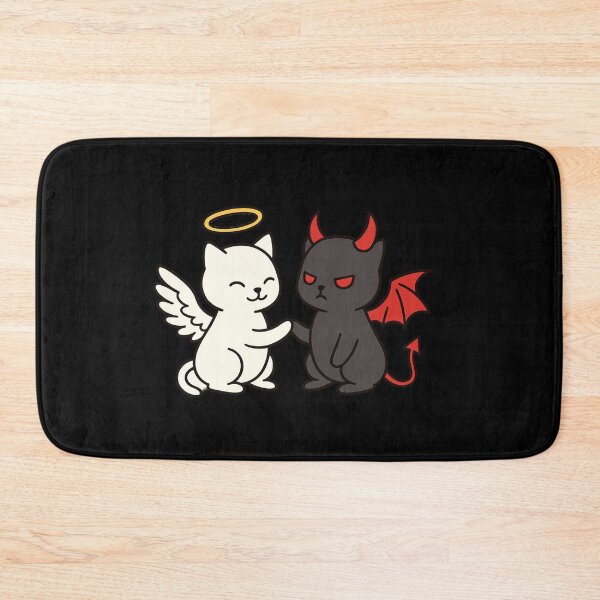 Item preview, Kawaii Angel Cat and Devil Cat – Heaven vs Hell Kitty designed and sold by RetroPawsDesign.