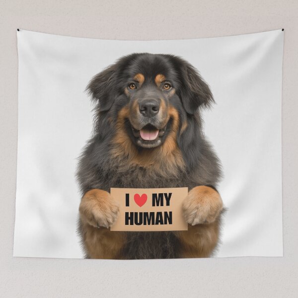 Item preview, Cute Tibetan Mastiff dog with Signboard I love my Human  designed and sold by LazyOwlStore.