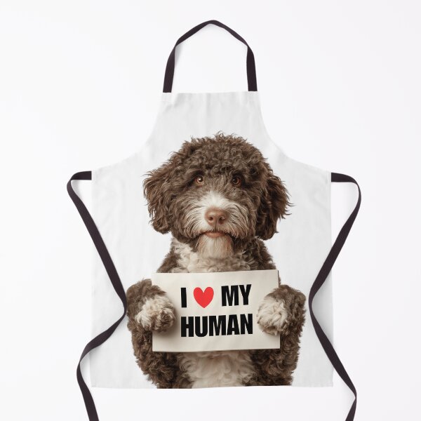 Item preview, Cute Spanish Water dog with Signboard I love my Human designed and sold by LazyOwlStore.