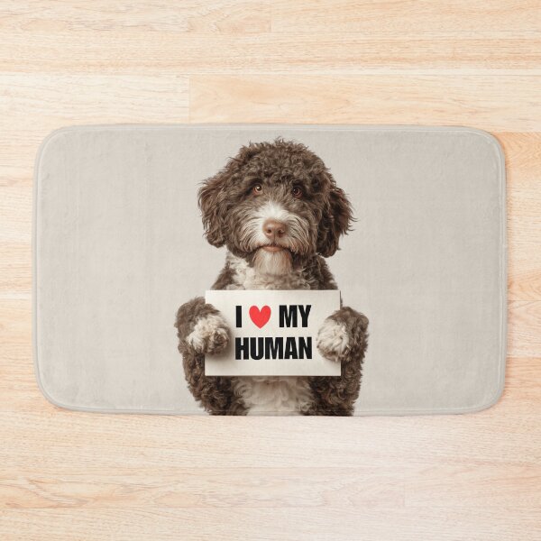 Item preview, Cute Spanish Water dog with Signboard I love my Human  designed and sold by LazyOwlStore.