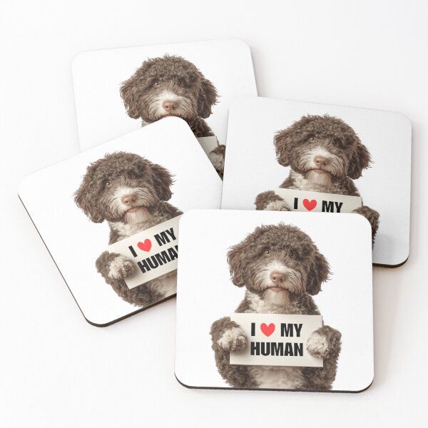 Item preview, Cute Spanish Water dog with Signboard I love my Human  designed and sold by LazyOwlStore.