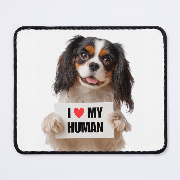 Item preview, Cute English Toy Spaniel dog with Signboard I love my Human designed and sold by LazyOwlStore.
