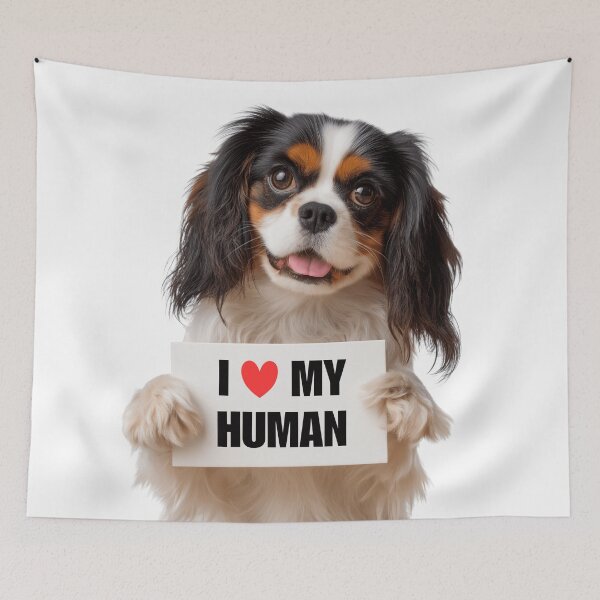 Item preview, Cute English Toy Spaniel dog with Signboard I love my Human  designed and sold by LazyOwlStore.