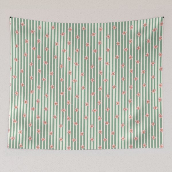 Item preview, Garden Stripe Floral Pattern - Green & Blush designed and sold by StudioMeggi.