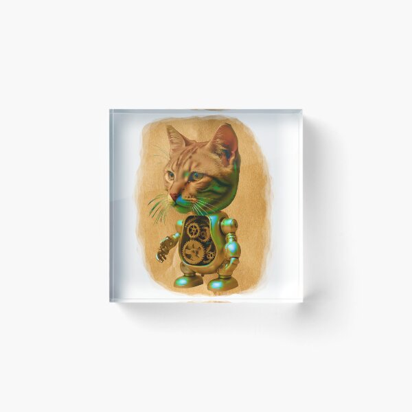Item preview, Steampunk Cyborg Tabby Cat – Mechanical Feline Illustration designed and sold by WildPawPrint.
