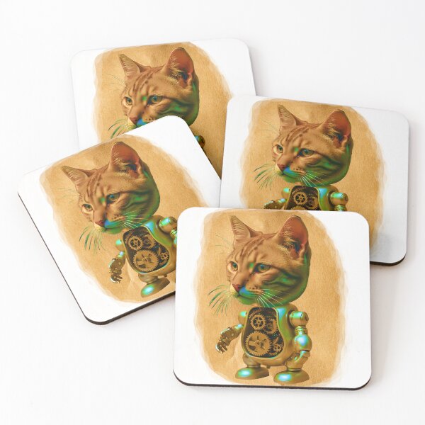 Item preview, Steampunk Cyborg Tabby Cat – Mechanical Feline Illustration designed and sold by WildPawPrint.