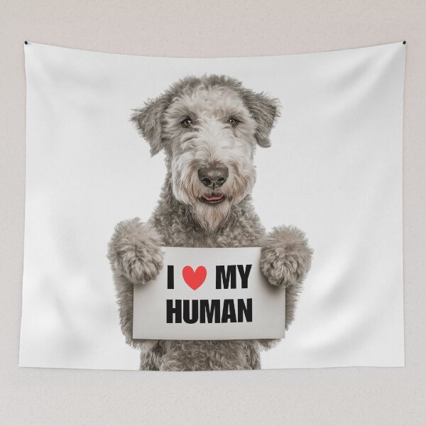 Item preview, Cute Bedlington Terrier dog with Signboard I love my Human  designed and sold by LazyOwlStore.