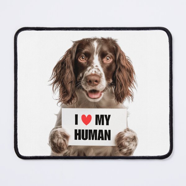 Item preview, Cute Field Spaniel dog with Signboard I love my Human designed and sold by LazyOwlStore.