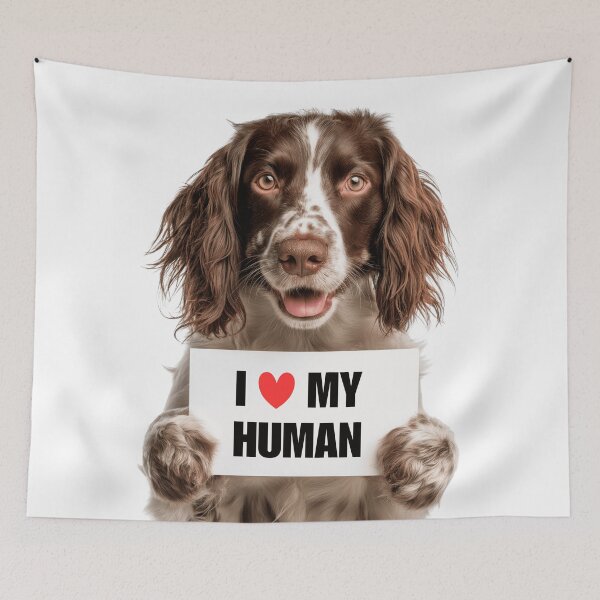 Item preview, Cute Field Spaniel dog with Signboard I love my Human  designed and sold by LazyOwlStore.
