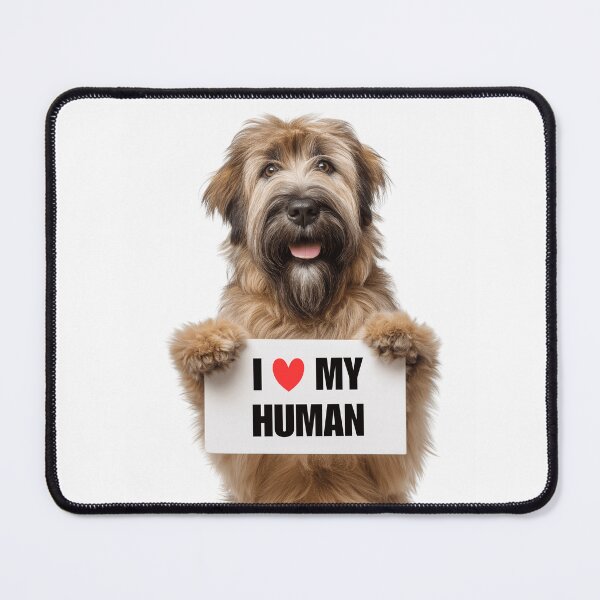 Item preview, Cute Briard dog with Signboard I love my Human designed and sold by LazyOwlStore.