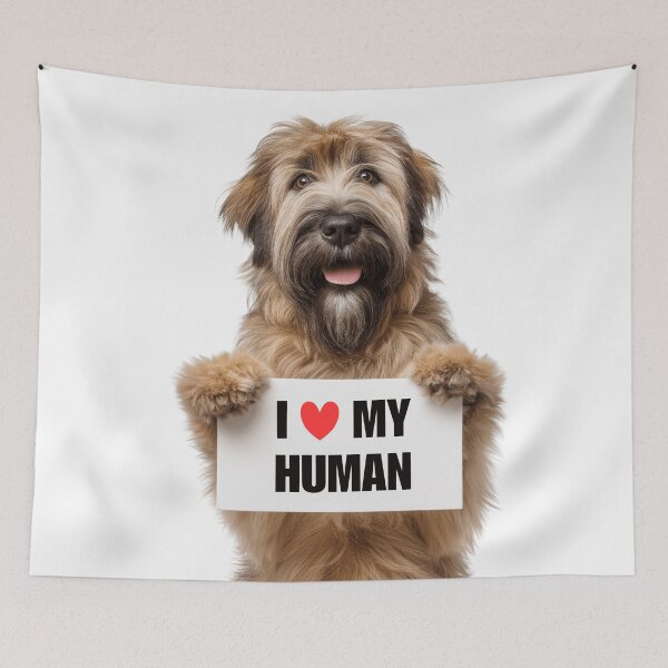 Item preview, Cute Briard dog with Signboard I love my Human  designed and sold by LazyOwlStore.