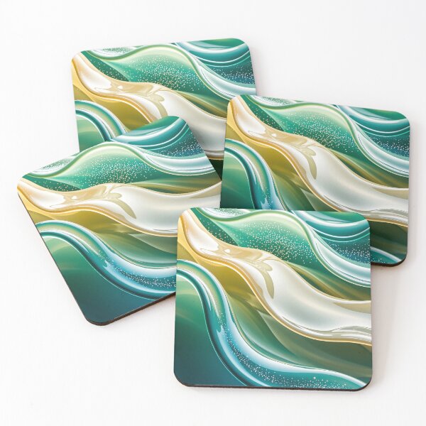Item preview, Glossy abstract flowing waves with sparkling particles in green and gold tones creating a dreamy elegant design designed and sold by Mimoshi ⭐⭐⭐⭐⭐.