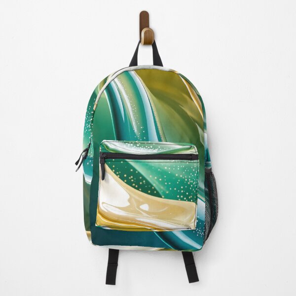 Item preview, Glossy abstract flowing waves with sparkling particles in green and gold tones creating a dreamy elegant design designed and sold by Mimoshi ⭐⭐⭐⭐⭐.