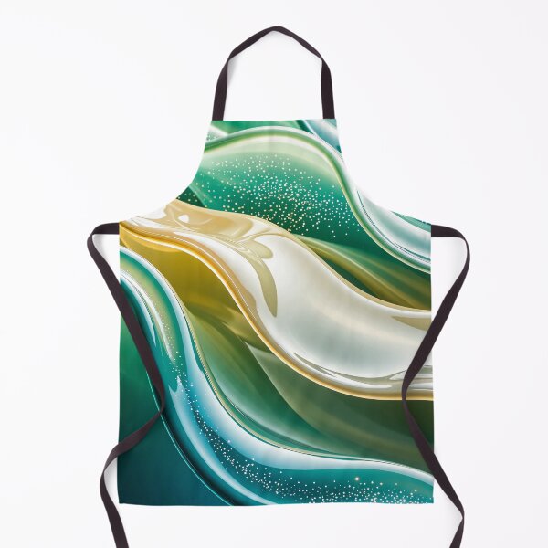 Aperçu de l'œuvre Des vagues fluides abstraites brillantes avec des particules scintillantes dans des tons verts et dorés créant un design élégant et rêveur créée et vendue par Mimoshi ⭐⭐⭐⭐⭐.
