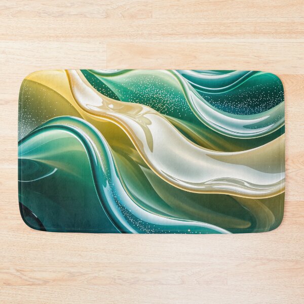 Item preview, Glossy abstract flowing waves with sparkling particles in green and gold tones creating a dreamy elegant design designed and sold by Mimoshi ⭐⭐⭐⭐⭐.