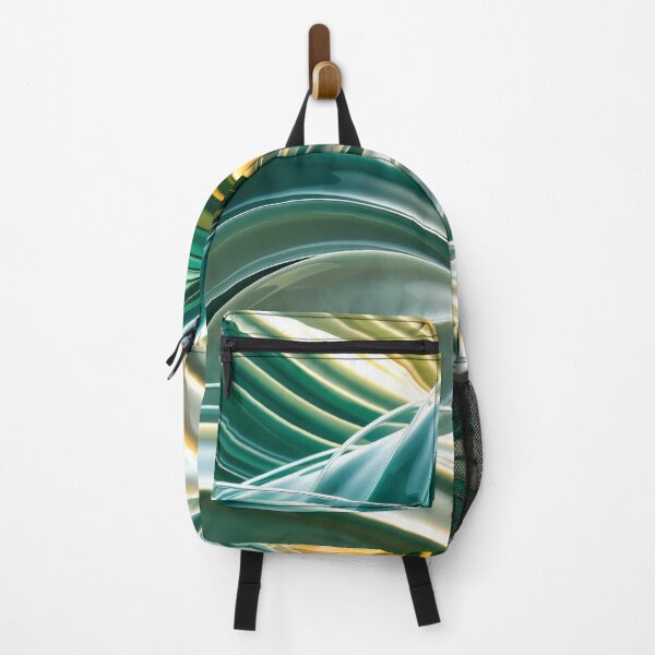 Item preview, Shiny layered abstract waves in emerald green and gold tones with smooth curves and modern reflective texture designed and sold by Mimoshi ⭐⭐⭐⭐⭐.