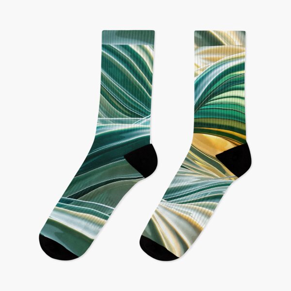 Item preview, Shiny layered abstract waves in emerald green and gold tones with smooth curves and modern reflective texture designed and sold by Mimoshi ⭐⭐⭐⭐⭐.