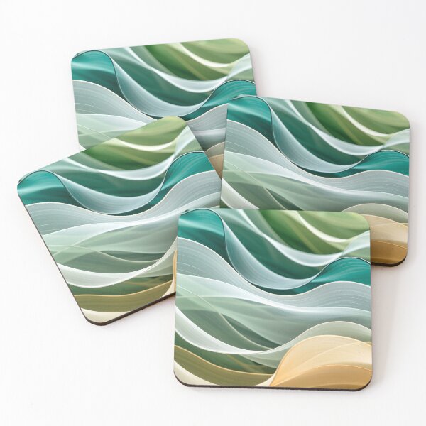 Item preview, Elegant flowing abstract wave pattern in green, teal, and gold hues, soft curves and layered textures designed and sold by Mimoshi ⭐⭐⭐⭐⭐.