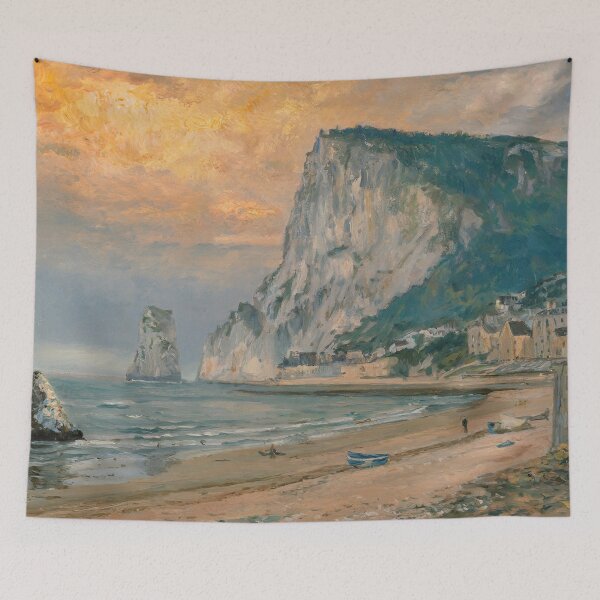 Aperçu de l'œuvre La Plage et la Falaise d'Amont de Claude Monet créée et vendue par Tamas Das.