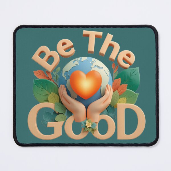 Item preview, Be The Good – Bold 3D Motivational Quote with Earth and Heart designed and sold by WovennDesigns.