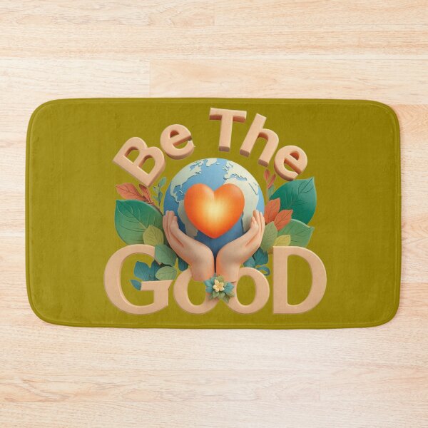 Item preview, Be The Good – Bold 3D Motivational Quote with Earth and Heart designed and sold by WovennDesigns.