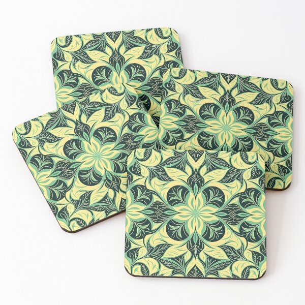 Item preview, Green, Flowers & Leaves, Abstract Artistic Stylize, Symmetrical Repeated Texture Pattern (image size 8320x12480) designed and sold by Digital-Davinci.