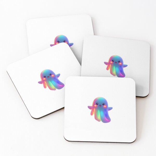 Item preview, Halloween Rainbow Ghost – Cute Kawaii Spirit with Colorful Aura designed and sold by PixelVibe782.