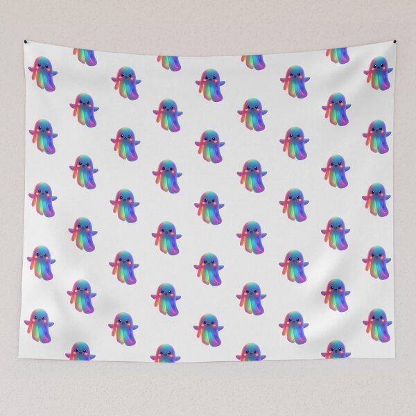 Item preview, Halloween Rainbow Ghost – Cute Kawaii Spirit with Colorful Aura designed and sold by PixelVibe782.