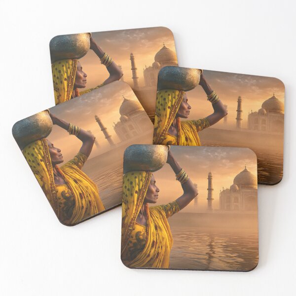 Item preview, Woman with Pot by the Taj Mahal at Sunset designed and sold by Artessie.