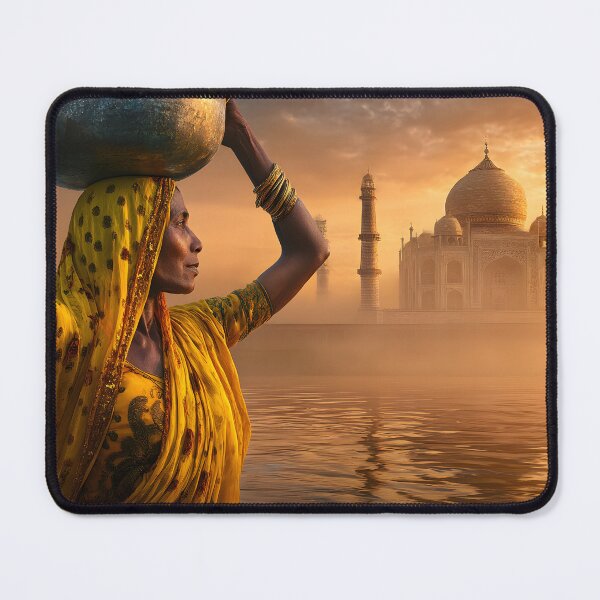 Item preview, Woman with Pot by the Taj Mahal at Sunset designed and sold by Artessie.
