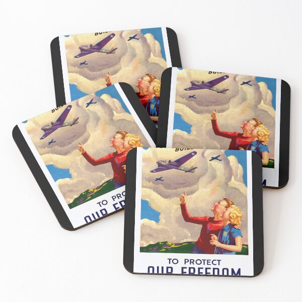 Item preview, WWII Era Propaganda Poster | Children Admire Aircraft | Daddy Helps Build Them | Patriotic Art & Family Values designed and sold by artofuniverse.