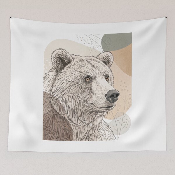 Item preview, Arte lineal de oso en la naturaleza bohemia designed and sold by Ommash.