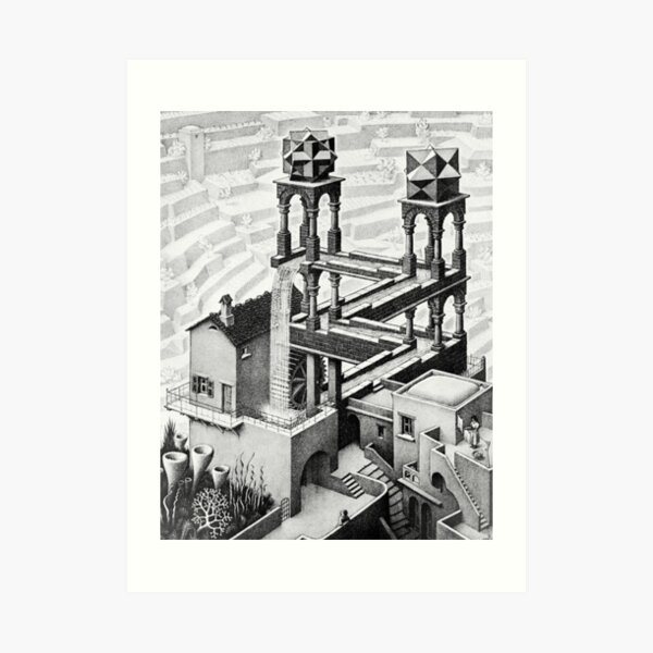 Escher cascada geometría geométrica matemática Lámina artística