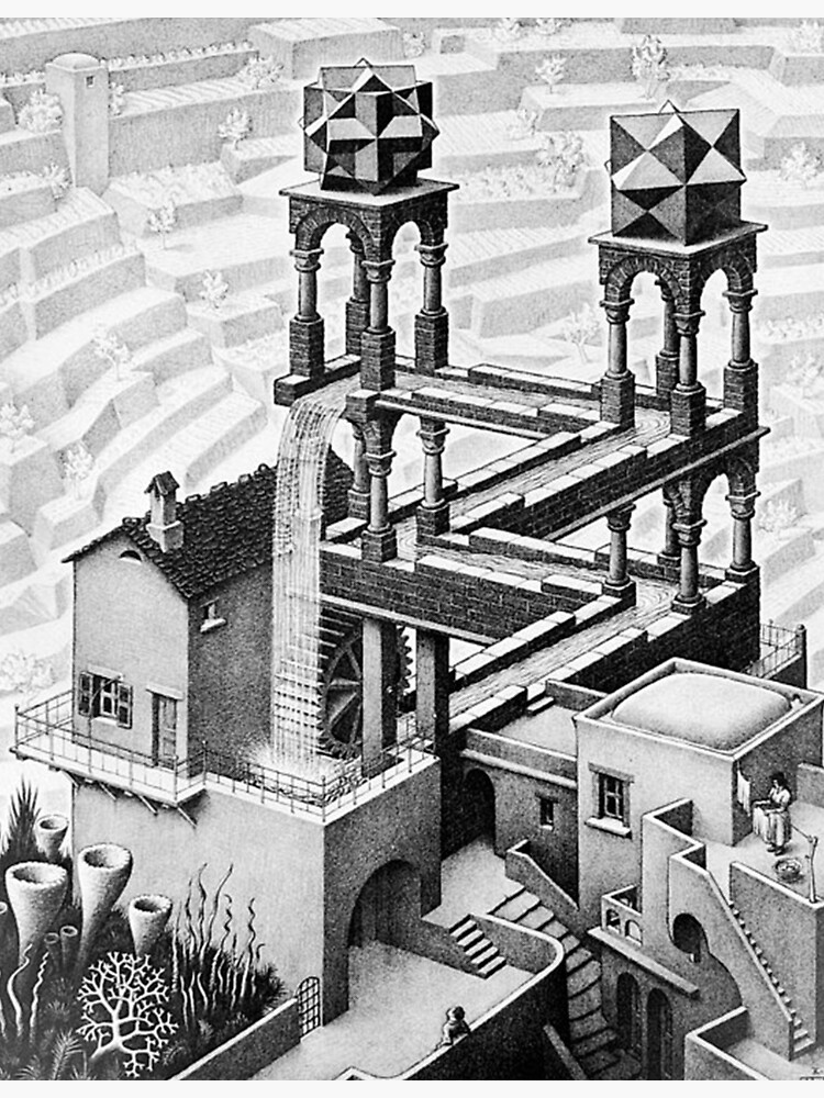 Discover Escher waterfall geometry geometric mathematic Premium Matte Vertical Poster
