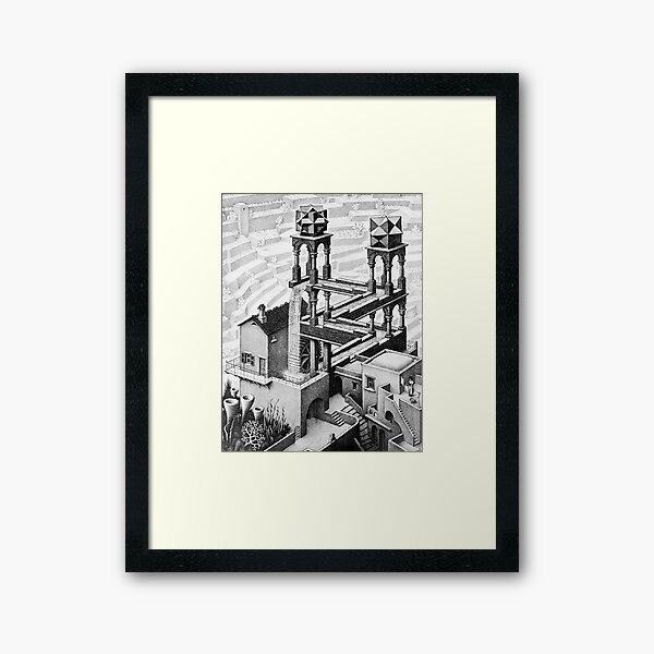 Escher waterfall geometry geometric mathematic Framed Art Print