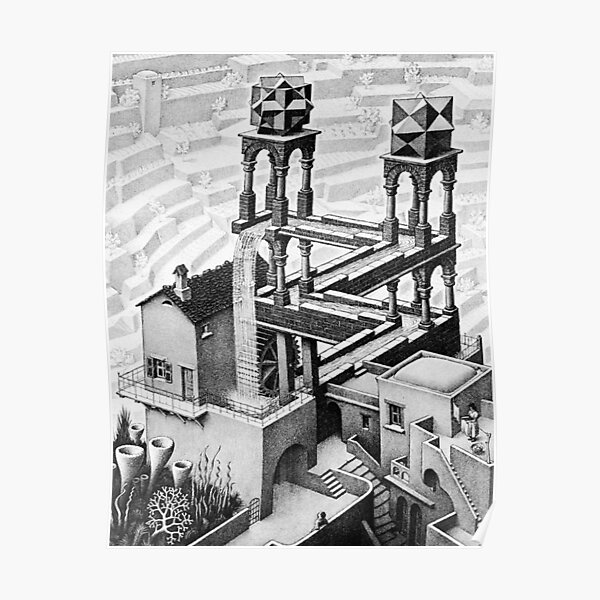 Escher Wasserfallgeometrie geometrische Mathematik waterfall Poster