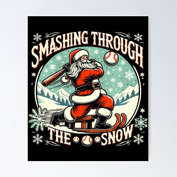 Item preview, Baseball Player Christmas Santa Smashing Through The Snow T-Shirt 190 designed and sold by LoriaVasques.
