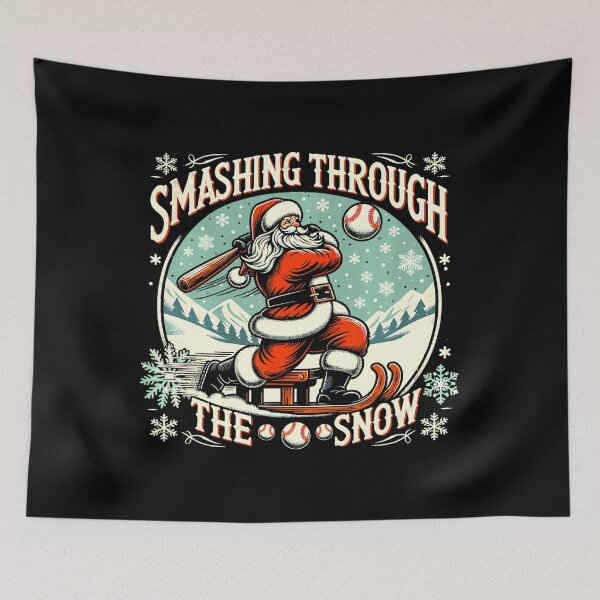 Item preview, Baseball Player Christmas Santa Smashing Through The Snow T-Shirt 190 designed and sold by LoriaVasques.