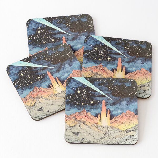 Item preview, Cosmic Crystal Mountains Under Starry Sky designed and sold by Astro Kin Press.