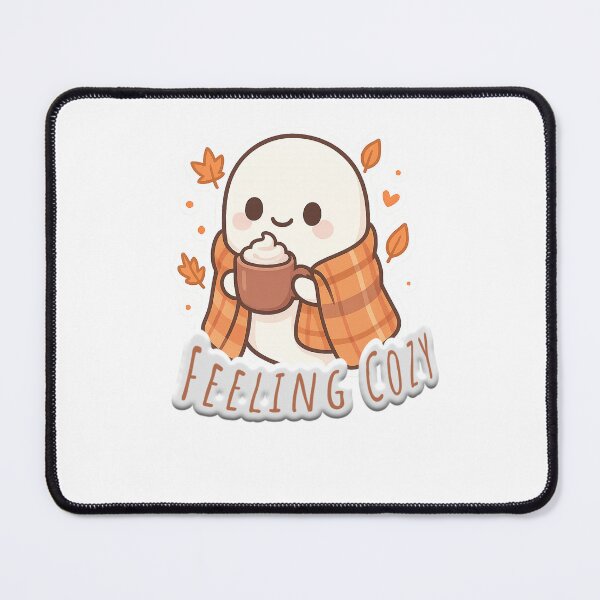 Item preview, Cozy Kawaii Ghost Sticker with Blanket and Hot Cocoa | Cute Halloween Vinyl Sticker | Autumn Spooky-Cute Ghost designed and sold by dailyprintables.
