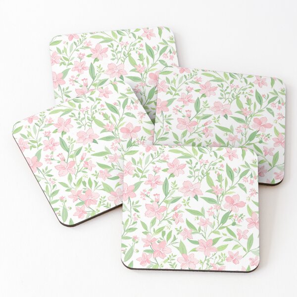Item preview, Seamless Pattern of Pink Flowers and Green Leaves designed and sold by CoolPixels.